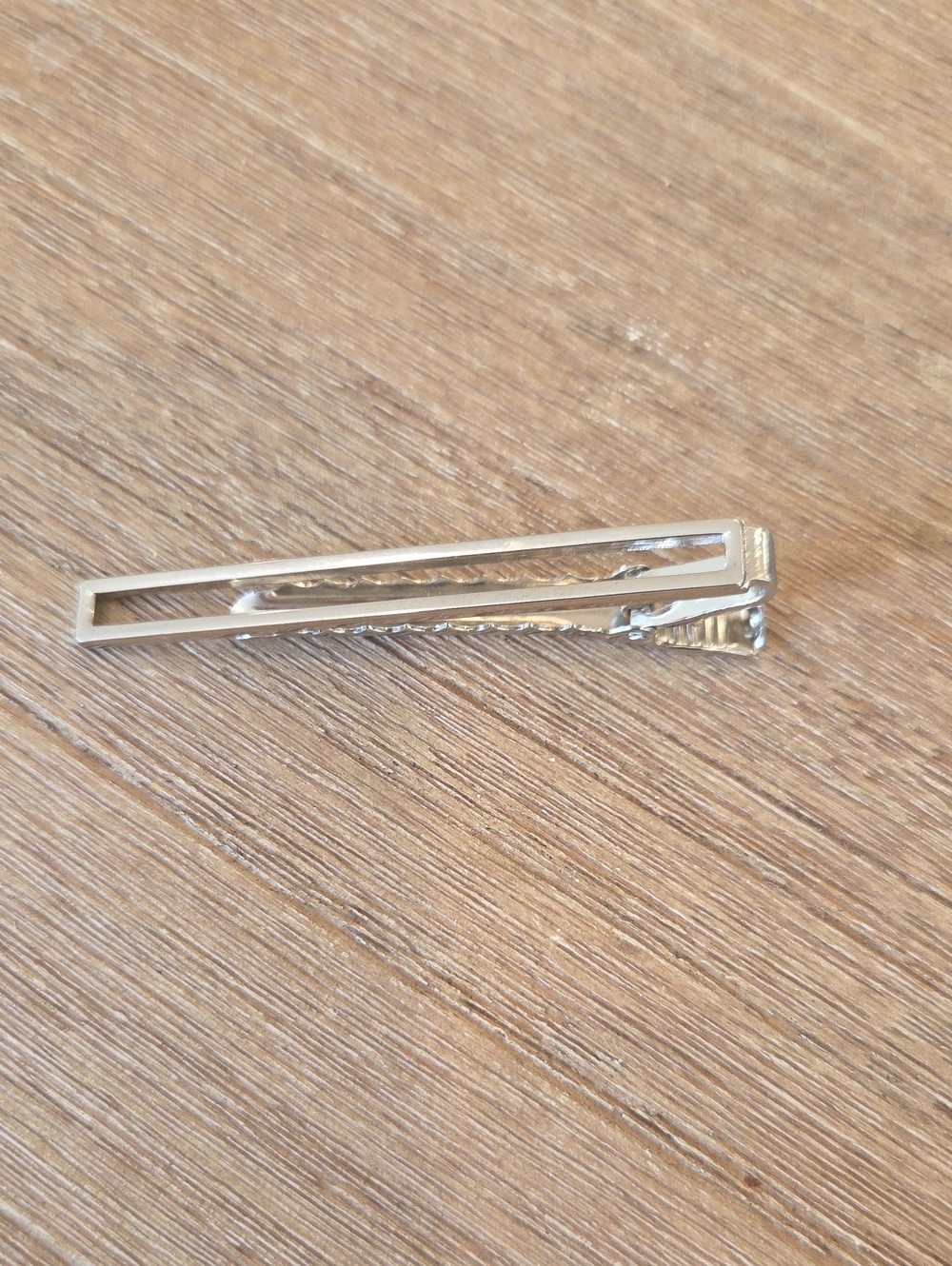 Source Unknown Silver Rectangular Men's Tie Clip